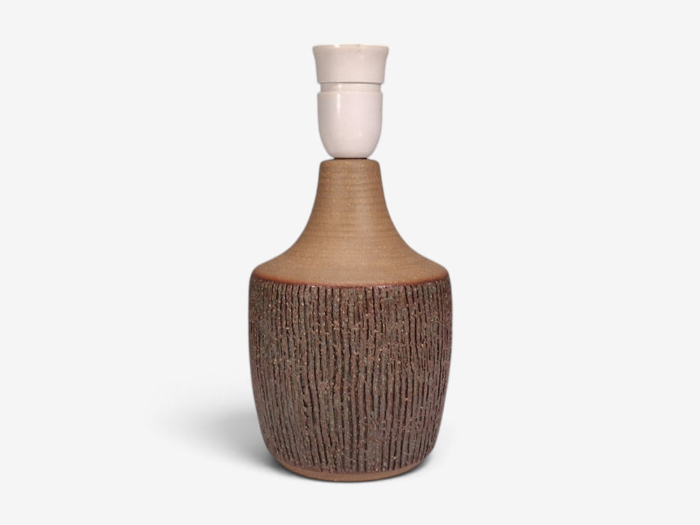Einar Johansen, Rustic Table Lamp, Brown Stoneware, Denmark, 1960s