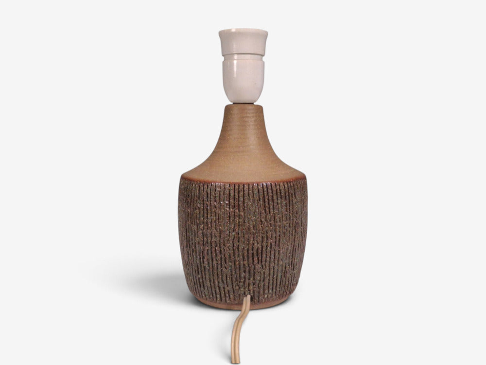 Einar Johansen, Rustic Table Lamp, Brown Stoneware, Denmark, 1960s