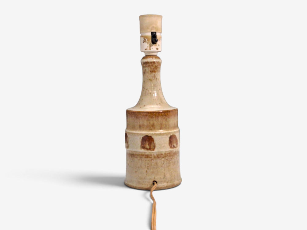 Søholm Stentøj, Dotted Table Lamp, Cream Glazed Stoneware, Denmark, 1960s