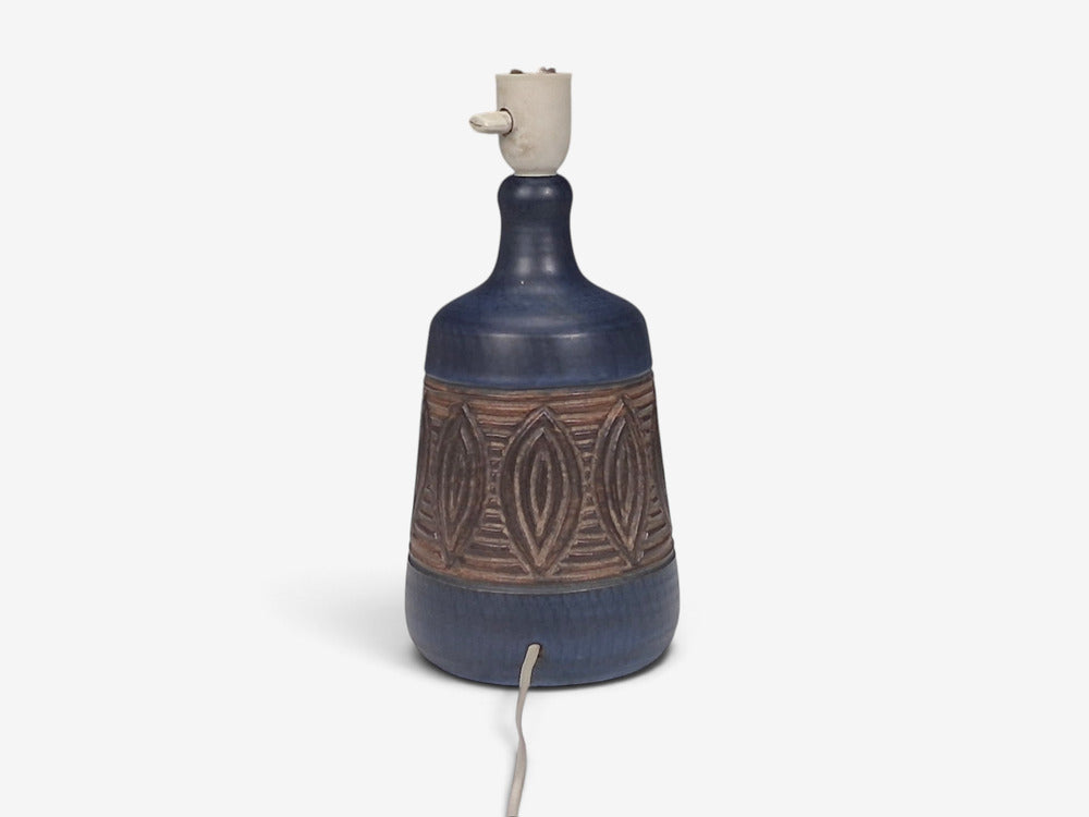 Jette Hellerøe, Danish Modern, Carved Stoneware Table Lamp, Denmark, c. 1970s