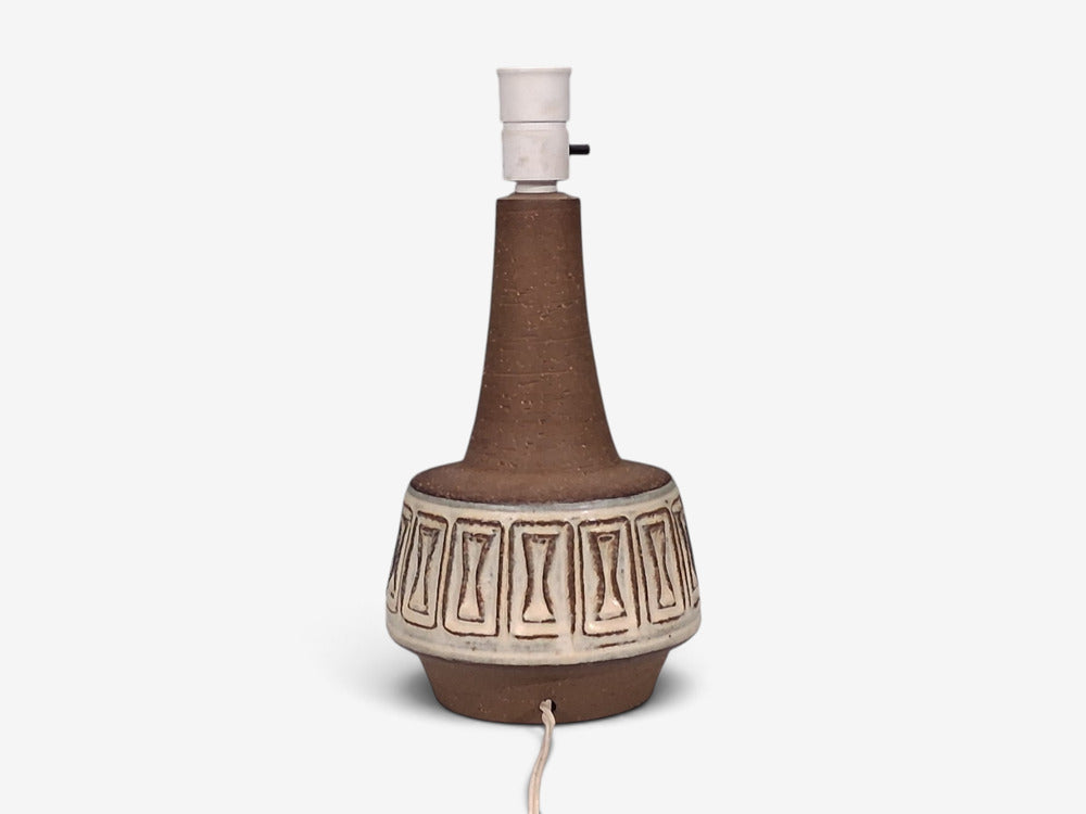 Helge Bjufstrøm, Large Table Lamp, Brown Stoneware, Denmark, 1960s