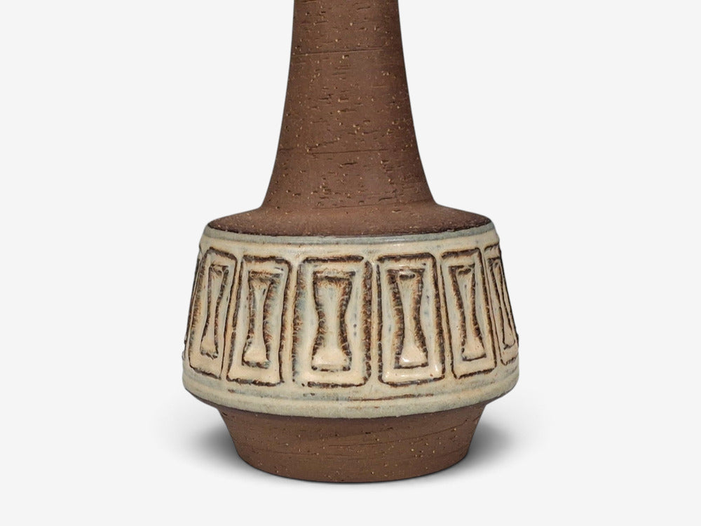 Helge Bjufstrøm, Large Table Lamp, Brown Stoneware, Denmark, 1960s