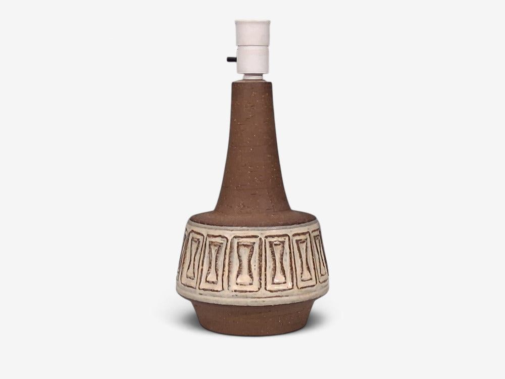 Helge Bjufstrøm, Large Table Lamp, Brown Stoneware, Denmark, 1960s