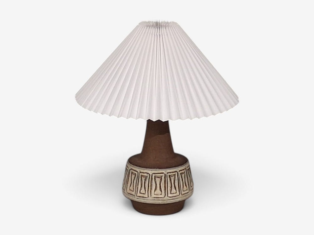 Helge Bjufstrøm, Large Table Lamp, Brown Stoneware, Denmark, 1960s
