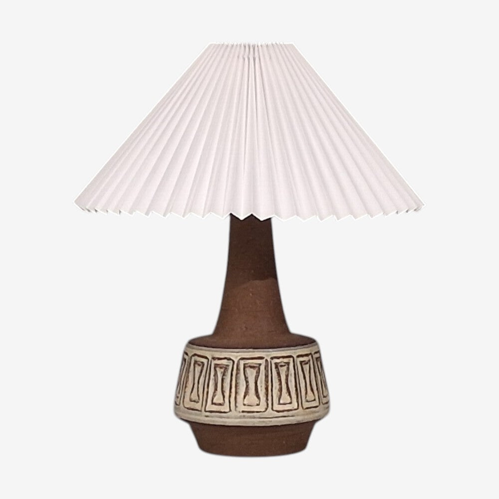 Helge Bjufstrøm, Large Table Lamp, Brown Stoneware, Denmark, 1960s