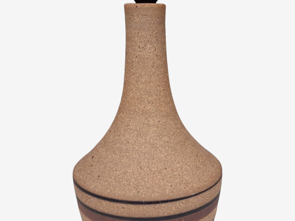Jesper Packness, Striped Table Lamp, Beige Stoneware, Denmark, 1980s