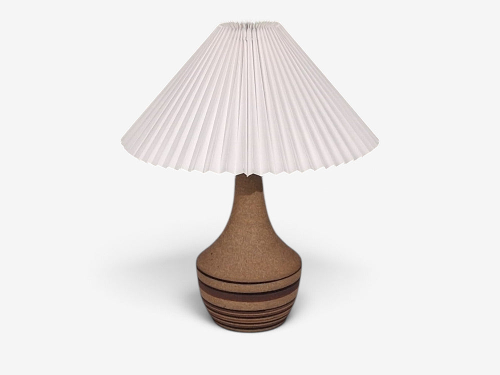 Jesper Packness, Striped Table Lamp, Beige Stoneware, Denmark, 1980s