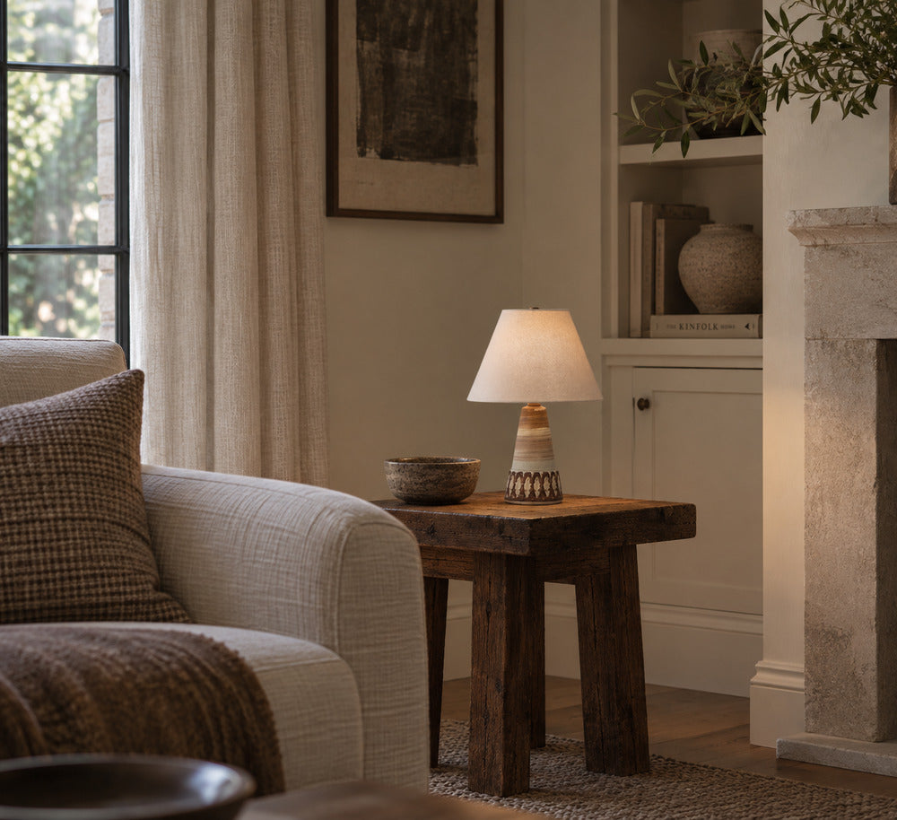 Danish Modern, Table Lamp, Blue and Brown Glazed Stoneware, Denmark, 1960s