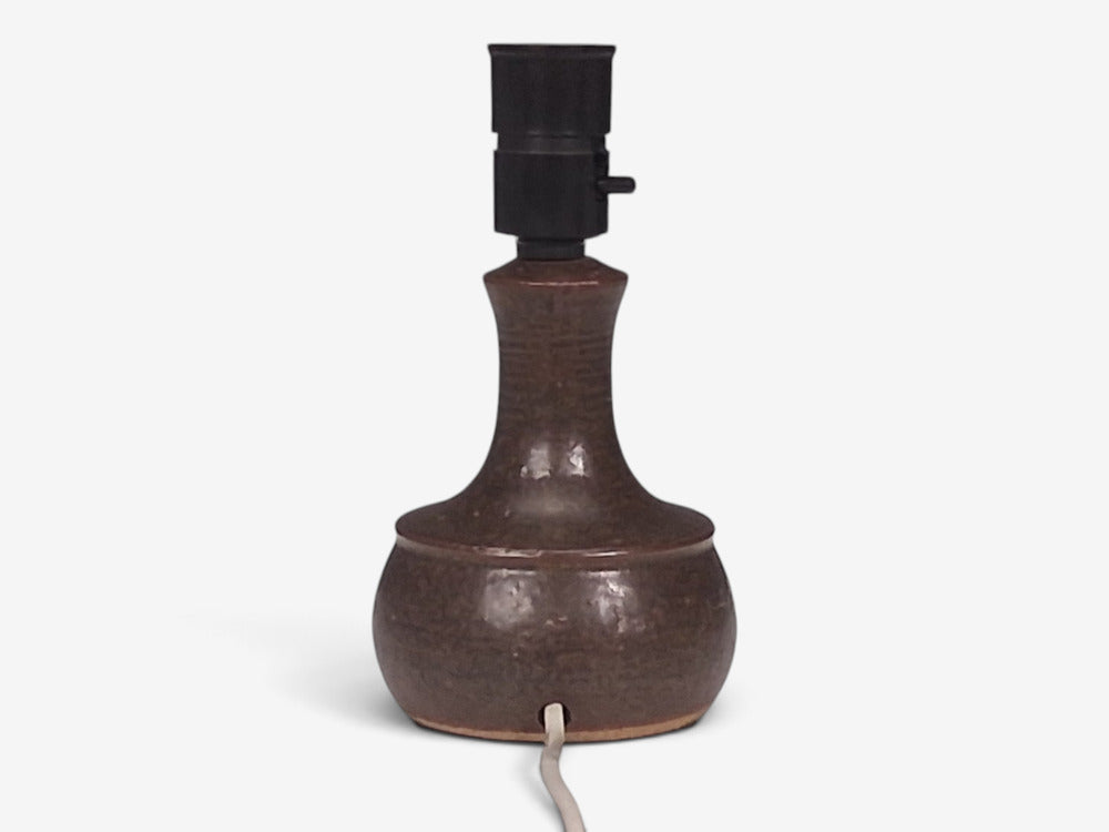 Danish Modern, Small Table Lamp, Brown Glazed Stoneware, Denmark, 1960s