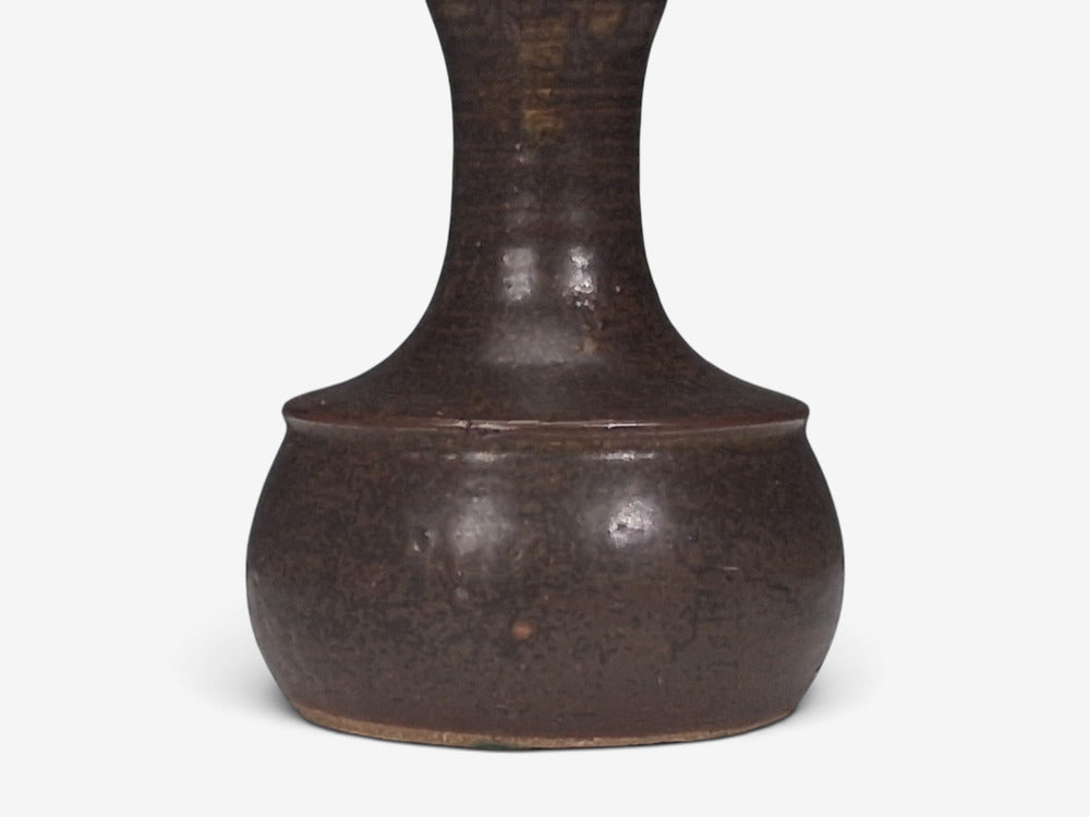 Danish Modern, Small Table Lamp, Brown Glazed Stoneware, Denmark, 1960s