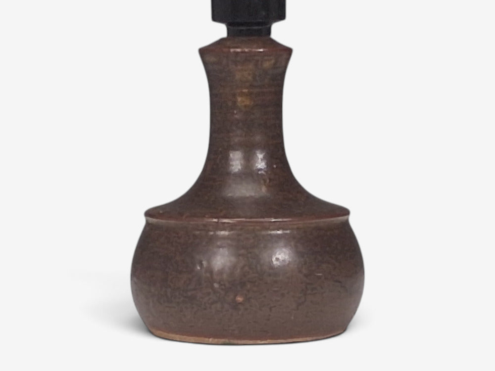 Danish Modern, Small Table Lamp, Brown Glazed Stoneware, Denmark, 1960s