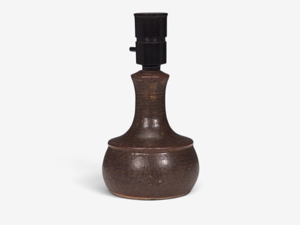 Danish Modern, Small Table Lamp, Brown Glazed Stoneware, Denmark, 1960s