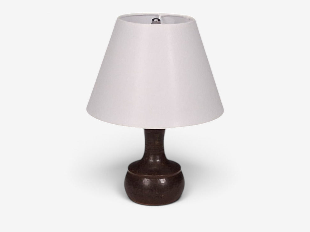 Danish Modern, Small Table Lamp, Brown Glazed Stoneware, Denmark, 1960s