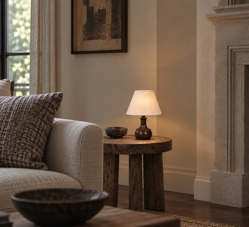 Danish Modern, Small Table Lamp, Brown Glazed Stoneware, Denmark, 1960s