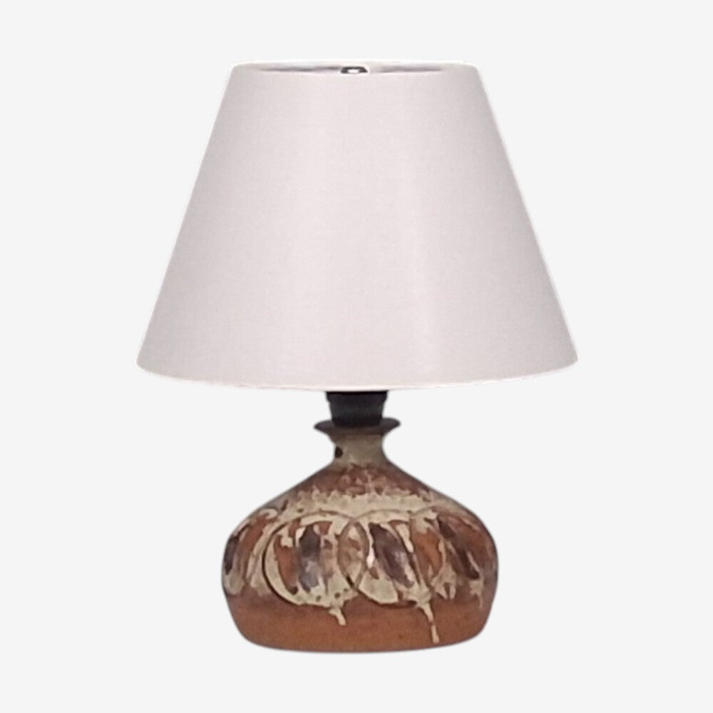 Tingkeramik Følle, Small Table Lamp, Brown Glazed Stoneware, Denmark, 1970s