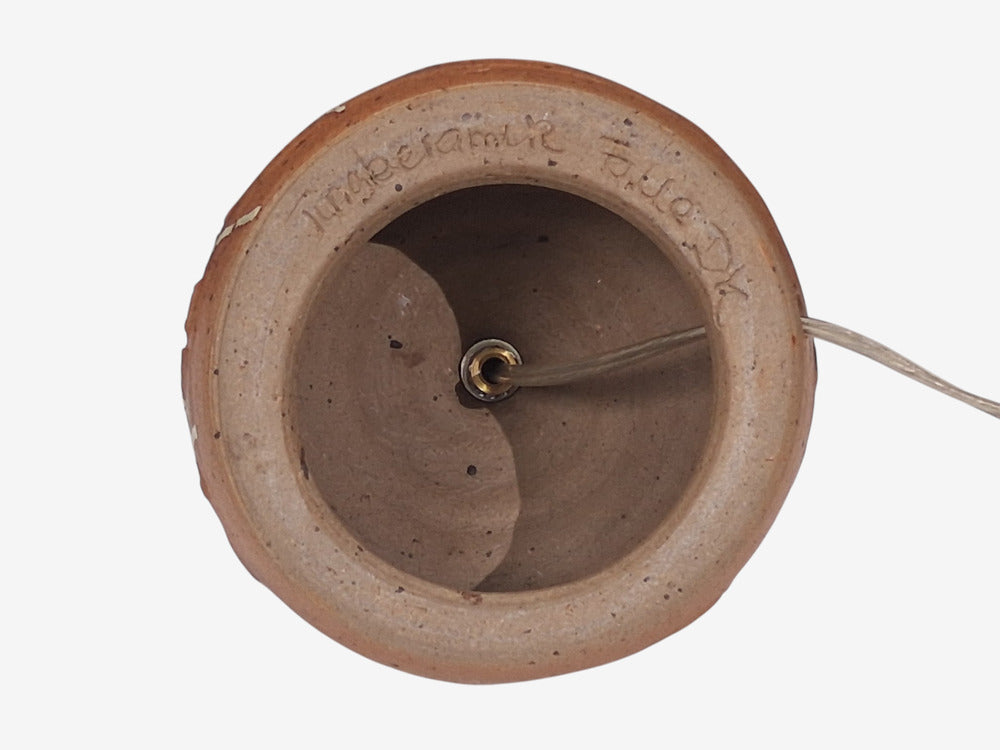 Tingkeramik Følle, Small Table Lamp, Brown Glazed Stoneware, Denmark, 1970s