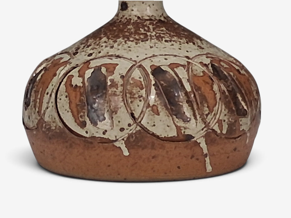 Tingkeramik Følle, Small Table Lamp, Brown Glazed Stoneware, Denmark, 1970s