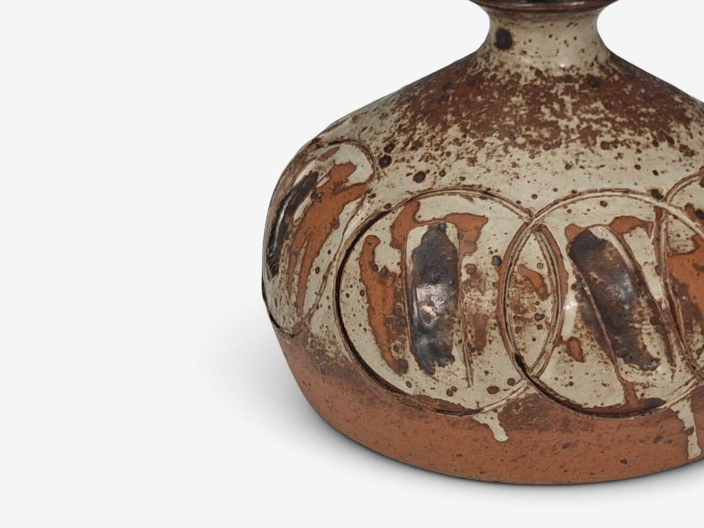 Tingkeramik Følle, Small Table Lamp, Brown Glazed Stoneware, Denmark, 1970s