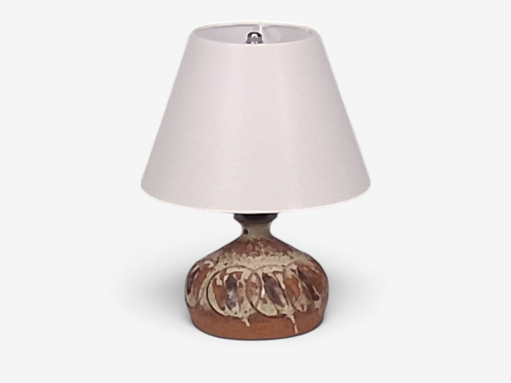Tingkeramik Følle, Small Table Lamp, Brown Glazed Stoneware, Denmark, 1970s