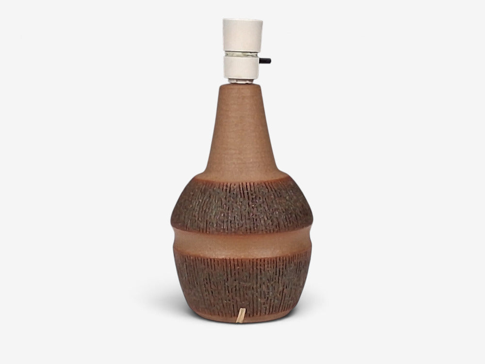 Einar Johansen, Large Table Lamp, Brown Stoneware, Denmark, 1960s