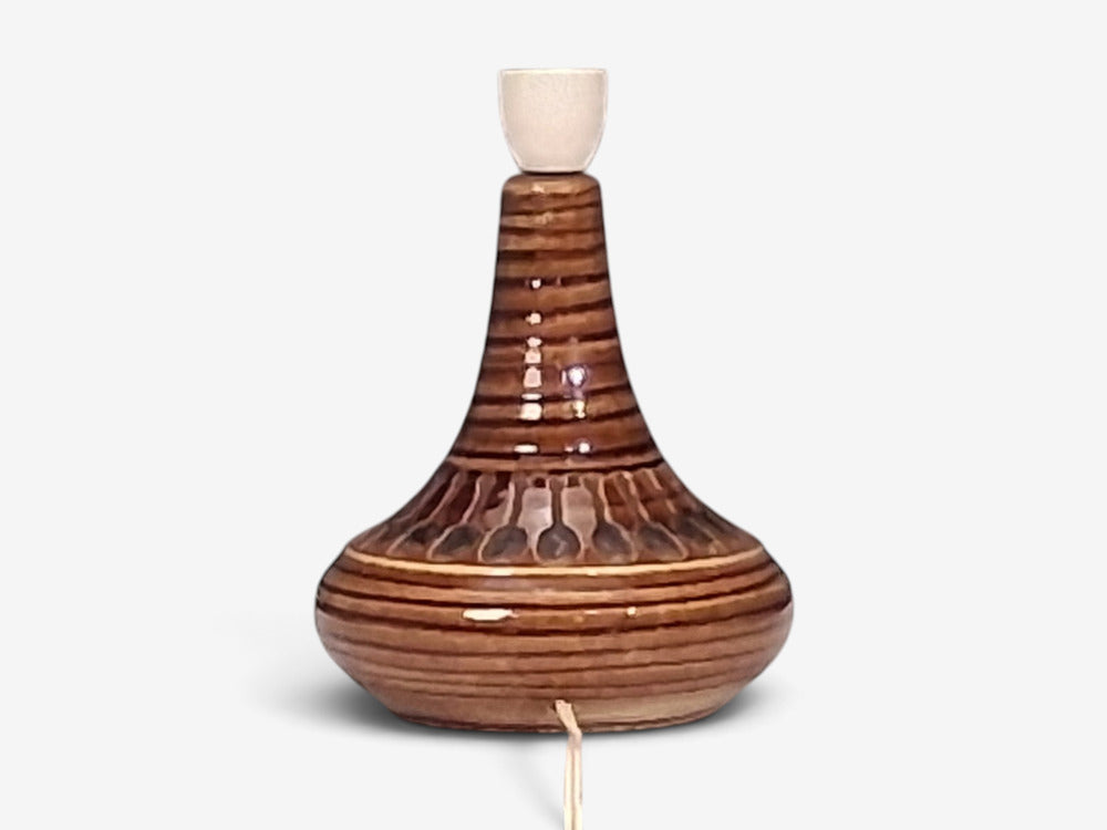Arne Finne Nielsen, Table Lamp, Brown Glazed Stoneware, Denmark, 1960s