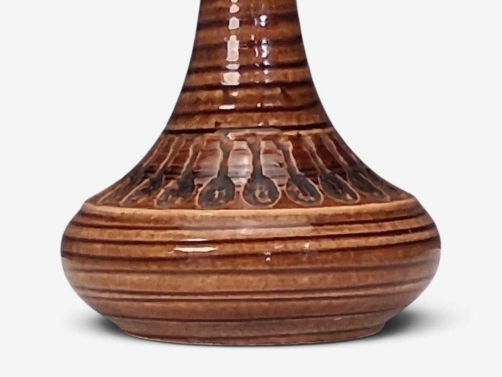Arne Finne Nielsen, Table Lamp, Brown Glazed Stoneware, Denmark, 1960s