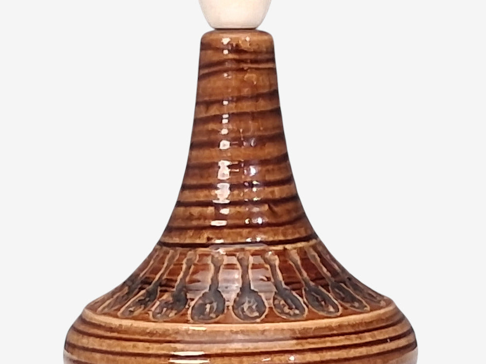 Arne Finne Nielsen, Table Lamp, Brown Glazed Stoneware, Denmark, 1960s