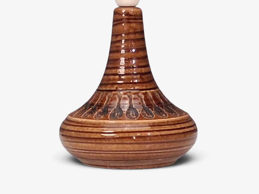 Arne Finne Nielsen, Table Lamp, Brown Glazed Stoneware, Denmark, 1960s