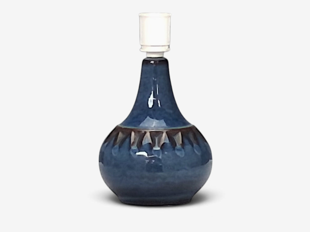 Søholm Stentøj, Small Table Lamp, Dark Blue Stoneware, Denmark, 1960s