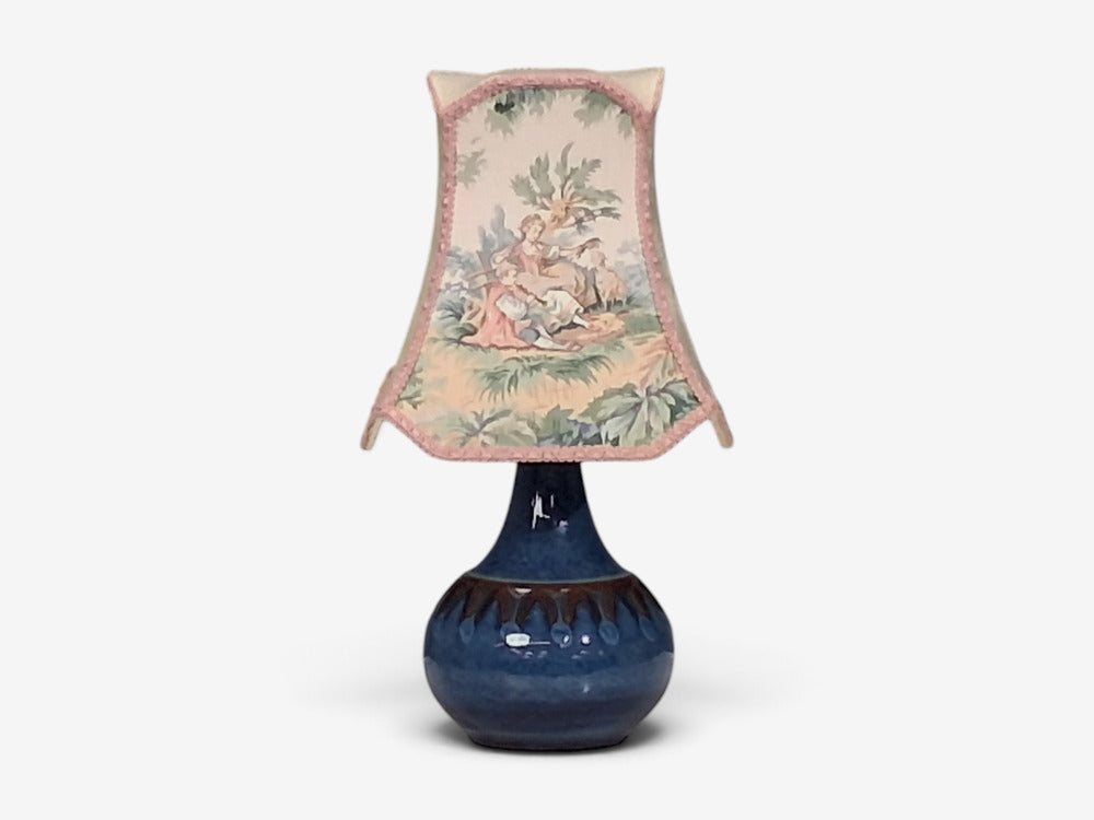 Søholm Stentøj, Small Table Lamp, Dark Blue Stoneware, Denmark, 1960s