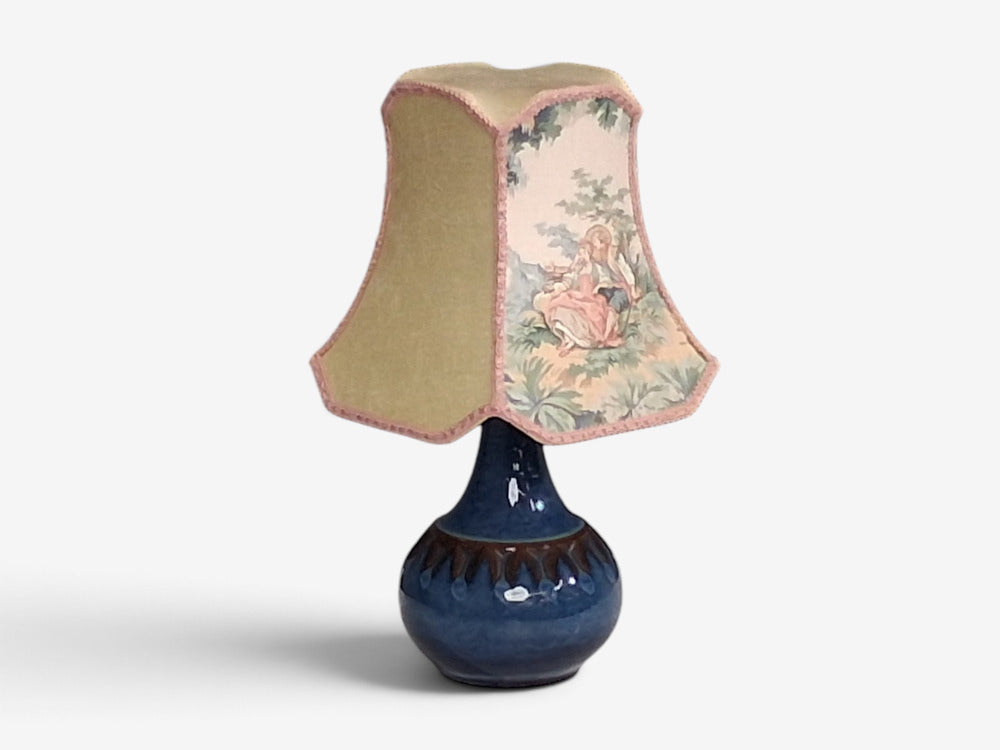 Søholm Stentøj, Small Table Lamp, Dark Blue Stoneware, Denmark, 1960s