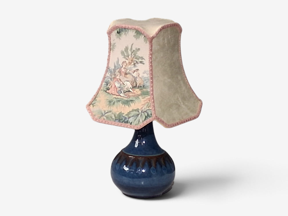Søholm Stentøj, Small Table Lamp, Dark Blue Stoneware, Denmark, 1960s