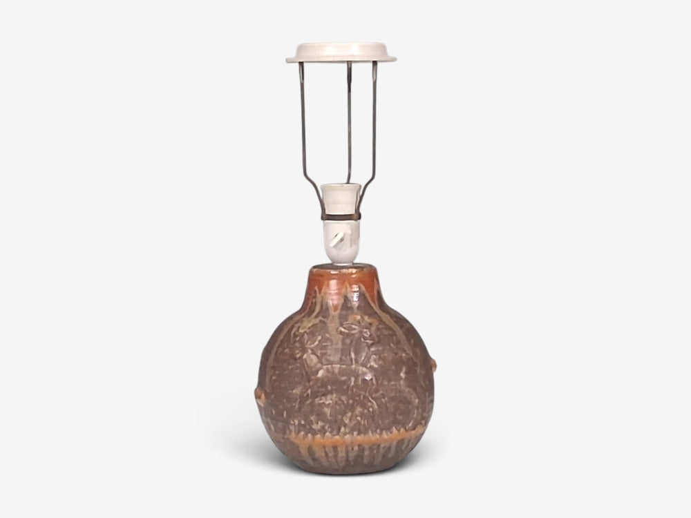 Michael Andersen & Son, Table Lamp, Brown Stoneware, Denmark, 1960s