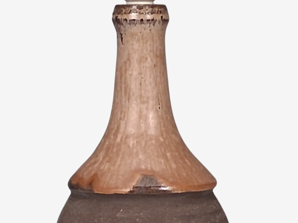 Danish Modern, Sculptural Table Lamp, Brown Glazed Stoneware, Denmark, 1960s