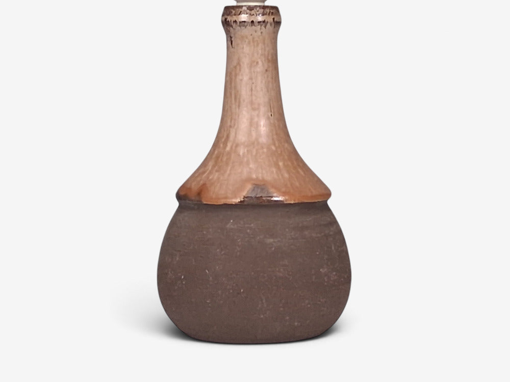 Danish Modern, Sculptural Table Lamp, Brown Glazed Stoneware, Denmark, 1960s
