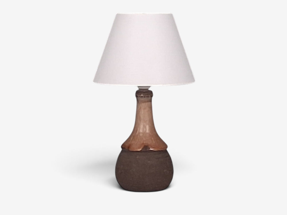 Danish Modern, Sculptural Table Lamp, Brown Glazed Stoneware, Denmark, 1960s