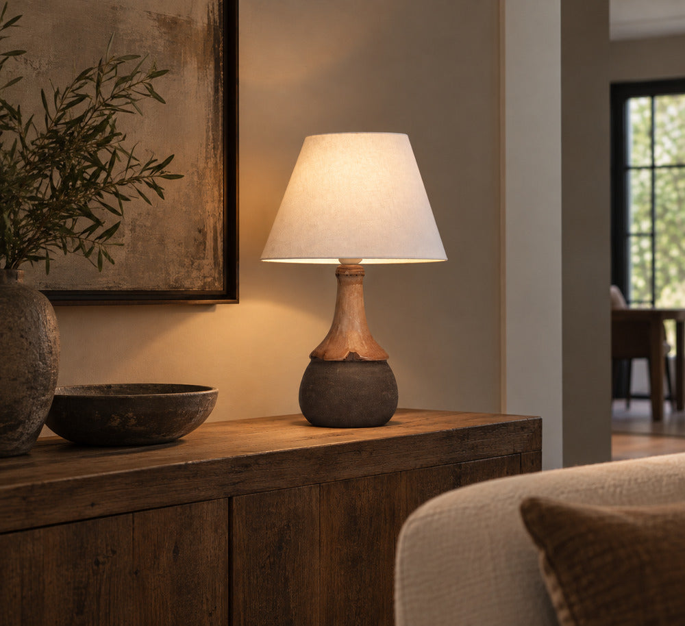 Danish Modern, Sculptural Table Lamp, Brown Glazed Stoneware, Denmark, 1960s