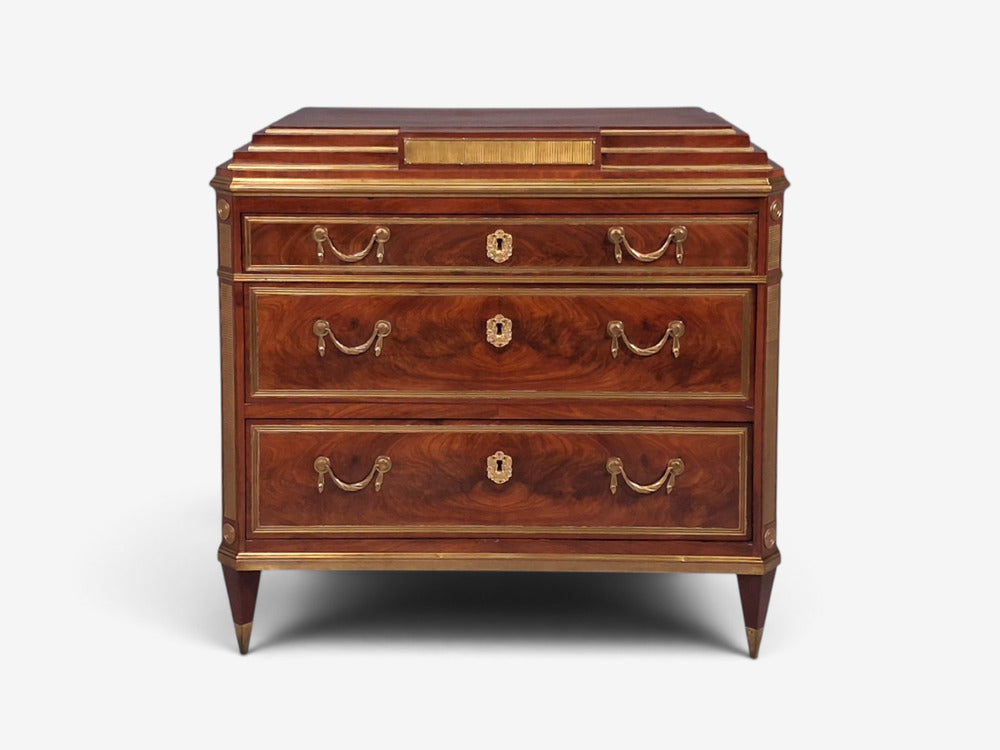 Russian Neoclassical, Commode, Crotch Mahogany, Bronze, Baltic States, 1860s