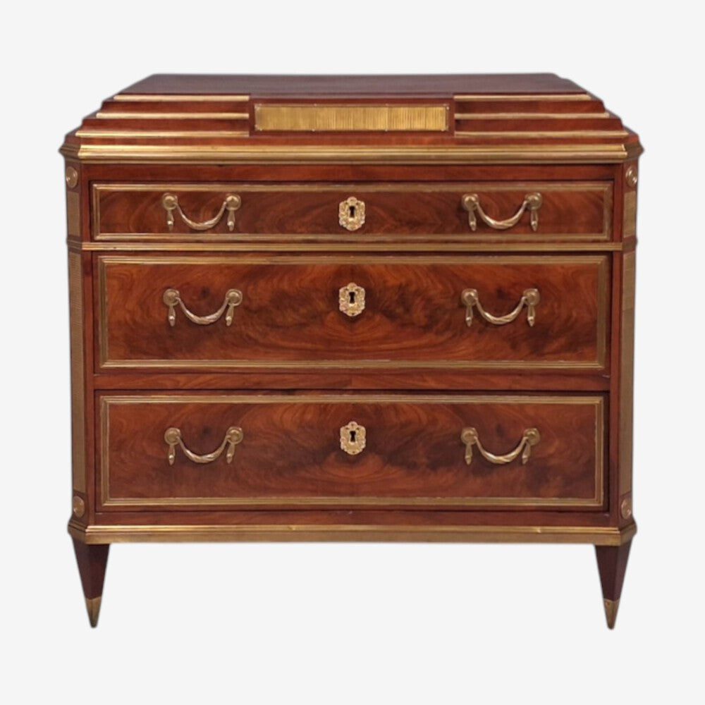 Russian Neoclassical, Commode, Crotch Mahogany, Bronze, Baltic States, 1860s