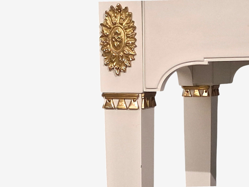 Maison Jansen Style, Console Table, White Painted Wood, Mirror, France, 1970s