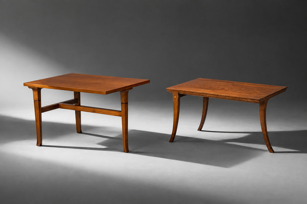 T.H. Robsjohn-Gibbings, Rare Trapeza End Table, Walnut, Greece, 1960s