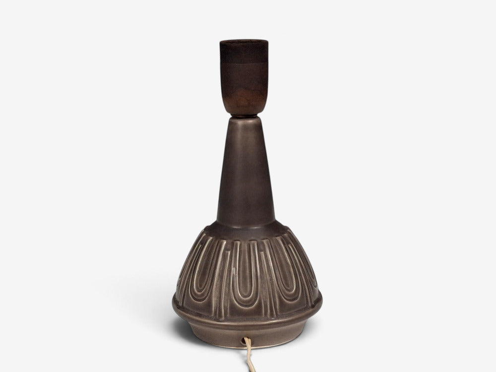 Einar Johansen, Table Lamp, Chocolate Brown Stoneware, Denmark, 1960s