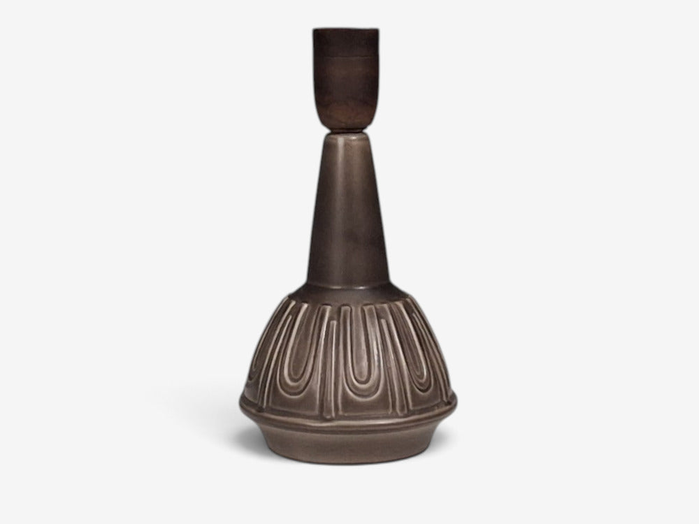 Einar Johansen, Table Lamp, Chocolate Brown Stoneware, Denmark, 1960s