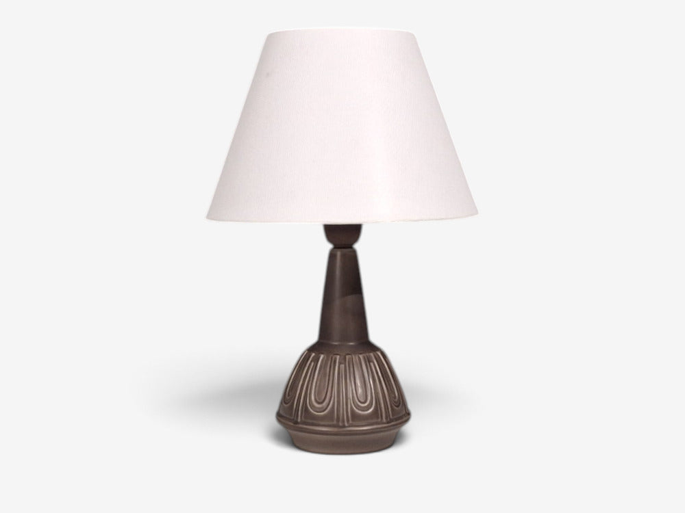 Einar Johansen, Table Lamp, Chocolate Brown Stoneware, Denmark, 1960s
