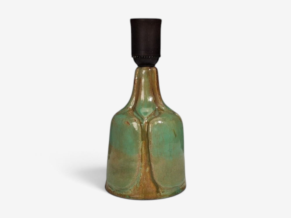 Danish Modern, Table Lamp, Green Glazed Stoneware, Denmark, 1970s