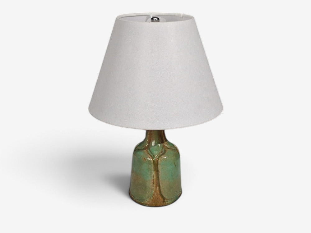 Danish Modern, Table Lamp, Green Glazed Stoneware, Denmark, 1970s
