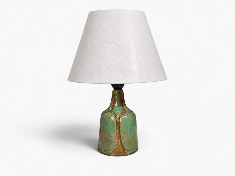 Danish Modern, Table Lamp, Green Glazed Stoneware, Denmark, 1970s