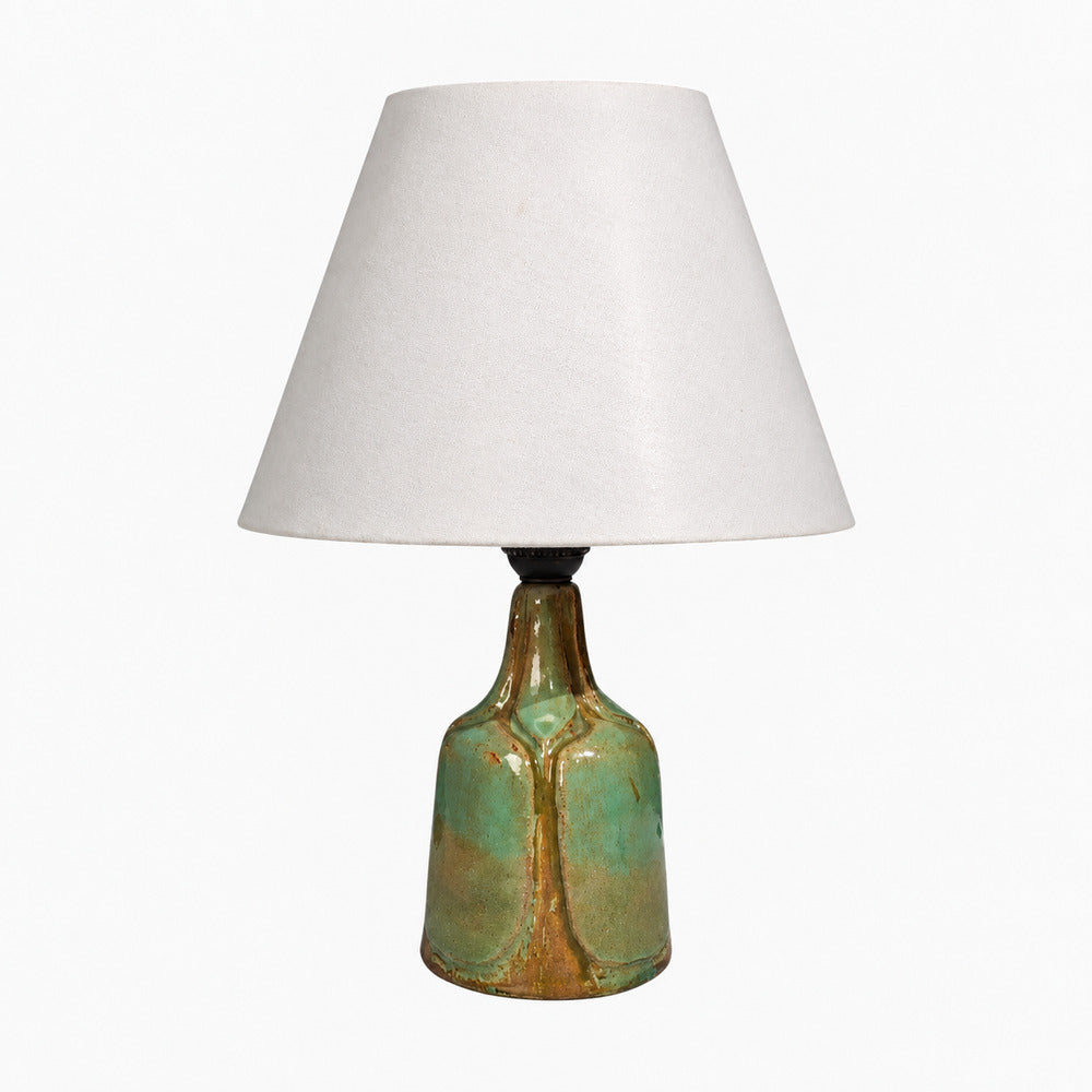 Danish Modern, Table Lamp, Green Glazed Stoneware, Denmark, 1970s