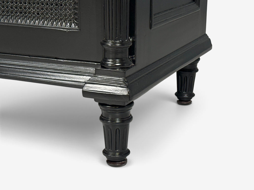 Hollywood Regency Style, Buffets, Black Painted Wood, Marble, France, 1940s