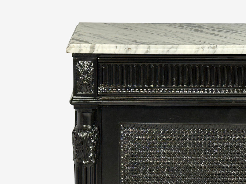 Hollywood Regency Style, Buffets, Black Painted Wood, Marble, France, 1940s